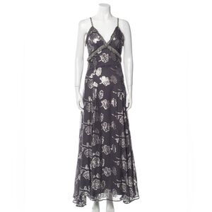 Elegant Silver Floral Women's Dress